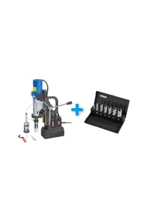 trapano/maschiatore magnetico + serie di tazze a carotare fervi KIT0243 - ( 0518/38m+f011/6 ) Non Perdere