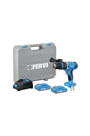 Economico trapano a percussione a batteria fervi FB20ID3AB-22B 20v - 2 batterie 2ah - carica batterie 2a