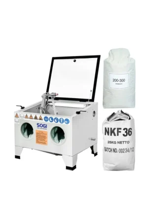 Miglior Prezzo sabbiatrice sogi s-56 da banco + 25 kg corindone grana 36 + 25 kg microsfere vetro grana 200/300