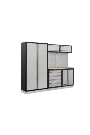 Promo Stagionale arredamento modulare per officina garage fervi A007T - 2275 x 498 x 2000 h mm - piano in legno