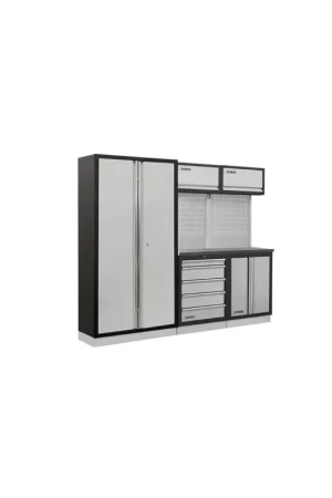 Ultime Pezzi arredamento modulare per officina garage fervi A008U - 2640 x 498 x 2000h mm - piano in acciaio inox