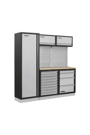 arredamento modulare garage officina fervi A007Q - 1960 x 498 x 2000 h mm - piano in legno Esclusivo