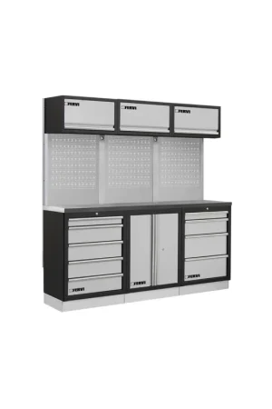 Saldi arredamento modulare per officina fervi A008N - 2040 x 498 x 2000 h mm - piano in acciaio inox