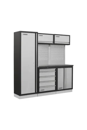 arredamento modulare per officina fervi A008C - 1960 x 498 x 2000 h mm - piano in acciaio inox Offerta