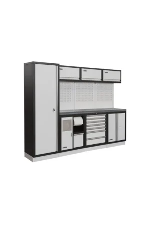 Compra Online arredamento modulare per officina fervi A008G - 2640 x 498 x 2000 h mm - piano in acciaio inox