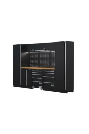 A Buon Prezzo arredamento modulare in lamiera sogi ARR-OFF-3240-L per officina e garage - piano in legno - 3240x465x2000 mm