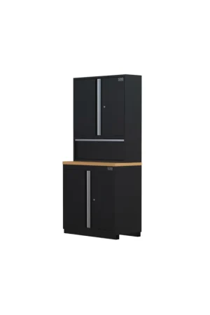 armadio doppio autoportante in lamiera sogi ARR-OFF-1700-L per arredo officina - piano in legno - 915x465x2000 mm Ultime Pezzi