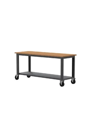 Acquista Ora banco da lavoro con ruote sogi X3N_112LR - 2 m - piano in legno - grigio antracite