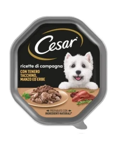 Alimento umido per cani cesar "ricette di campagna" con tenero tacchino, manzo ed erbe 150 gr Prezzo Conveniente