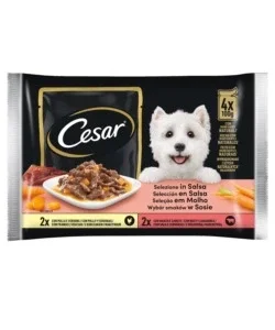 Alimento umido per cani cesar "selezione in salsa" manzo e carote 4 pz x 100 gr Ordina Subito