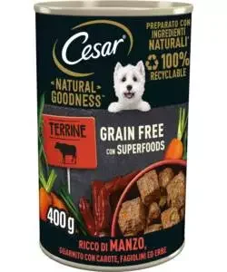 Alimento umido per cani cesar "natural goodness" con manzo, carote, fagiolini ed erbe 400 gr Ordina Subito