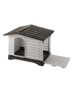 Acquista Ora Cuccia per cani da esterno ferplast "dogvilla 90" con parete ribaltabile in resina grigio 88x72x65 cm
