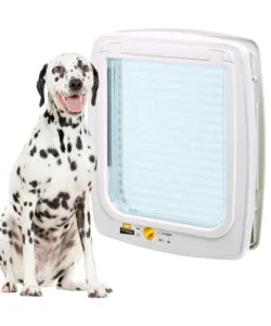 Acquista Ora Portina per cani di taglia media e grande ferplast "swing 15" con chiusura 4 vie e protezione aria in plastica bianco 41,2x9,6x48,2 cm