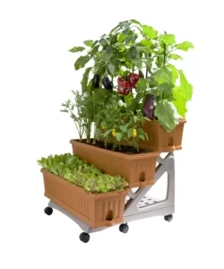 Ultimissimo Modello Set 3 fioriere con carrello bama terracotta 80x74x73 cm