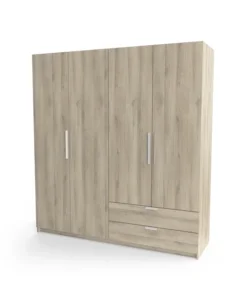 Armadio 4 ante battenti con 2 cassetti effetto quercia 178x51,4x191,5 cm Subito Disponibile