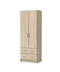 Armadio 2 ante battenti con 2 cassetti effetto rovere 169,5x60,9x41,1 cm Sconto