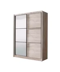 Armadio 2 ante scorrevoli "madrid" con specchio effetto quercia 212x61x215 cm Professionale