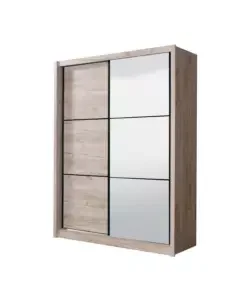 Armadio 2 ante scorrevoli "madrid" con specchio effetto quercia 166x60x215 cm Bestseller