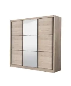 Armadio 3 ante scorrevoli "madrid" con specchio effetto quercia 242x60x215 cm Non Perdere