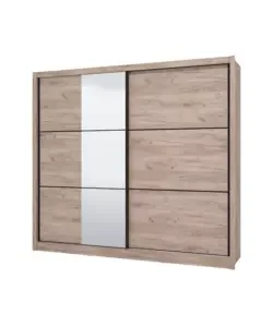 Armadio 2 ante scorrevoli "madrid" con specchio effetto quercia 242x60x215,5 cm Sconto