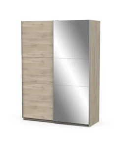 Armadio 2 ante scorrevoli "ghost" con specchio effetto quercia 148x59,9x203 cm Spedizione Espresso