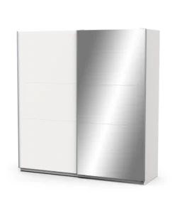 Armadio 2 ante scorrevoli "ghost" con specchio bianco 194,4x59,9x203 cm Compra Online