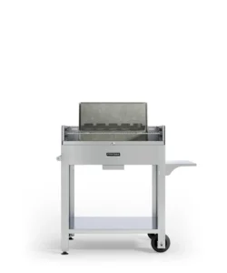 Acquista Ora Barbecue a legna o carbonella fontana "tirreno" colore acciaio e griglia 80x40