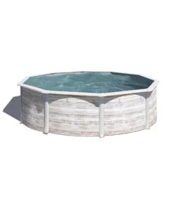 Acquista Ora Piscina fuori terra rotonda gre "finlandia" in acciaio effetto legno nordico 240x240x120 - cod. kit460n