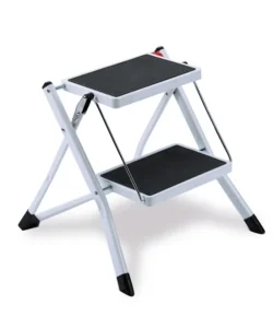 Acquista Ora Sgabello salvaspazio in acciaio bianco 2 gradini 50x4x57 cm