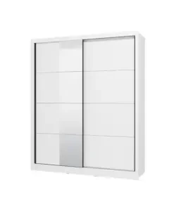 Armadio 2 ante scorrevoli bellahome "alba" con specchio bianco 180x59,8x215,7 cm Miglior Prezzo