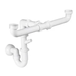 Consegna Rapida Goplast Sifone salvaspazio per lavello doppio 1 1/2x32/40