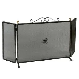 Di Tendenza Parascintille in ferro battuto, con laterali, 110(70+20+20)xh.46 cm