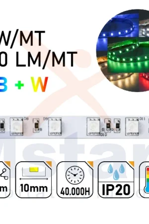 Striscia LED 24V 14W/Mt RGB+W 5MT 300 SMD 5050 Da Interno IP20 Offerta Del Giorno