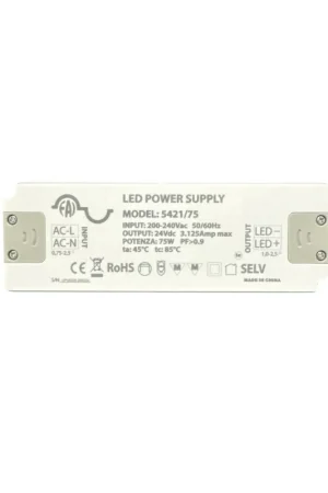 Trasformatore Alimentatore Piatto Slim 75W 24V IP20 FAI Ultimissimo Modello