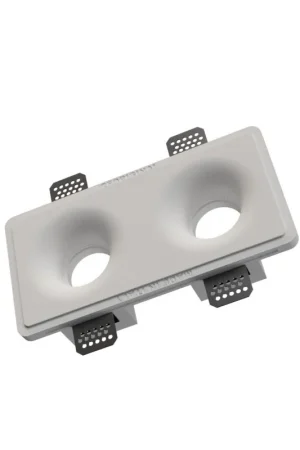 Super Prezzo Portafaretto in Gesso Ceramico Stondato Conico Doppio da Incasso per GU10/MR16