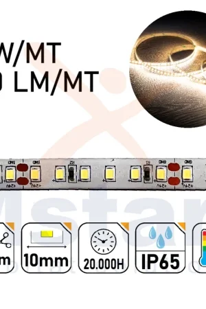 Striscia Led 12W/MT 24V PCB 10mm 600 Led SMD 2835 IP65 4000K 5MT A Buon Prezzo