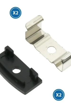 Confezione 2 Tappi e 2 Graffette Clips Per Profilo Piatto Nero LM3730 Nuova Collezione