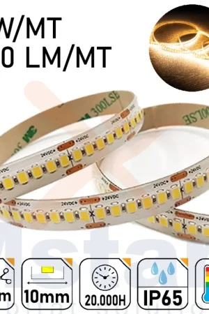 Solo Oggi Striscia Led 16W/MT 24V PCB 10mm 1200 Led SMD 2835 IP65 3000K 5MT