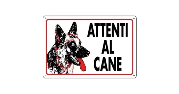 Quantità Limitata CARTELLO ALL. MM.300X200 ATTENTI AL CANE (PASTORE TEDESCO)