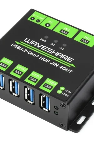 Waveshare Hub USB di grado industriale, estende 4 porte USB 3.2, doppio host commutabile, protezioni multiple. Ultimissimo Modello