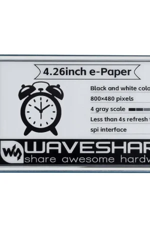 Waveshare Display e-Paper HAT da 4,26 pollici, 800x480, Nero/Bianco, Interfaccia SPI Compra Online
