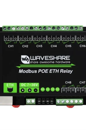 Waveshare Modulo relè Ethernet a 8 canali, Protocollo Modbus RTU/Modbus TCP, Comunicazione tramite porta PoE, Con Vari Circuiti di Isolamento e Protezione Miglior Prezzo