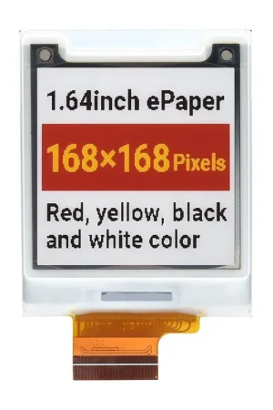 Waveshare Display E-Paper (G) grezzo da 1,64 pollici quadrato, 168 × 168, Rosso/Giallo/Nero/Bianco Più Venduto
