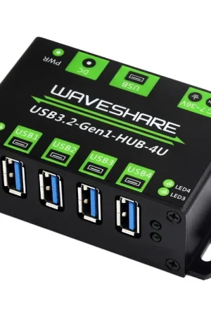 Waveshare Hub USB 3.2 Gen1 a 4 porte, cassa in metallo con supporto per montaggio a parete, senza bisogno di driver, plug-and-play, compatibile con più sistemi. Reso Gratuito