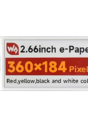 Waveshare Display E-Paper (G) grezzo da 2.66 pollici, 360x184, Rosso/Giallo/Nero/Bianco, Comunicazione SPI Più Venduto