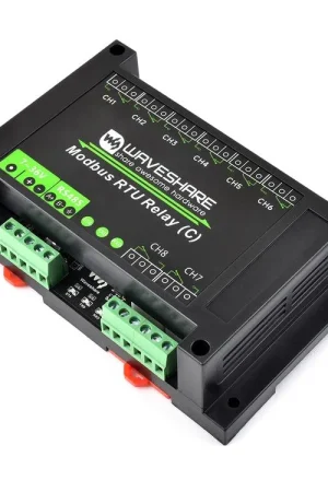 Waveshare Modulo relè a scatto 8 canali Modbus RTU (C) con interfaccia RS485, circuiti di protezione multi-isolamento, custodia per montaggio su guida. Promozione
