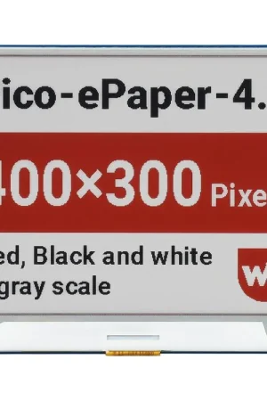 Waveshare Modulo display E-Paper E-Ink da 4.2 pollici (B) per Raspberry Pi Pico, 400×300, Rosso / Nero / Bianco, SPI Spedizione Espresso