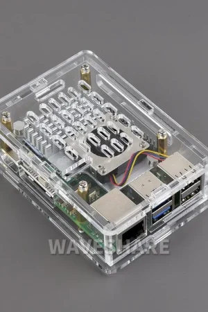 Waveshare Custodia in acrilico trasparente per Raspberry Pi 5, supporta l'installazione del dissipatore attivo ufficiale. Novità