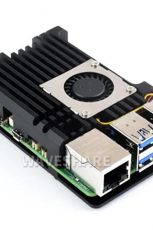 Waveshare Custodia in lega di alluminio (H) per Raspberry Pi 5, con ventola di raffreddamento a temperatura controllata Prezzo Conveniente
