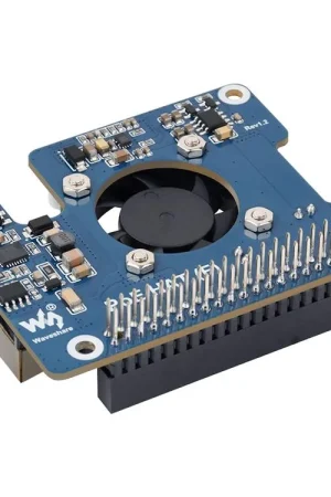 Waveshare Power Over Ethernet HAT (F) per Raspberry Pi 5 / CM 5, alta potenza, ventola di raffreddamento integrata, con dissipatore di calore in metallo, supporta lo standard di rete 802.3af/at. Popolare